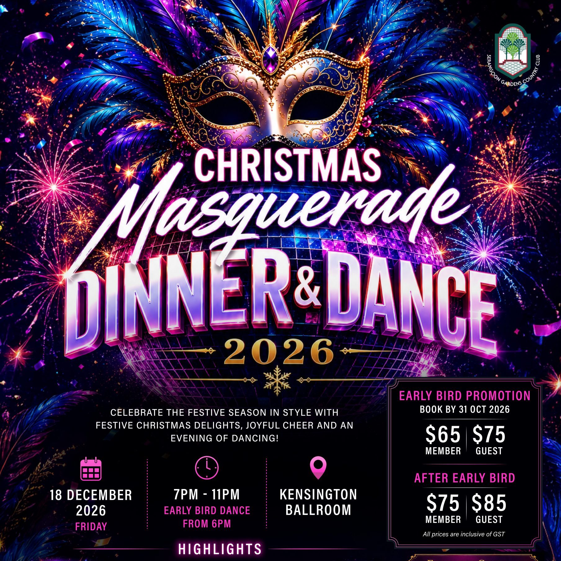 Christmas Masquerade Dinner & Dance – 18 December 2026
