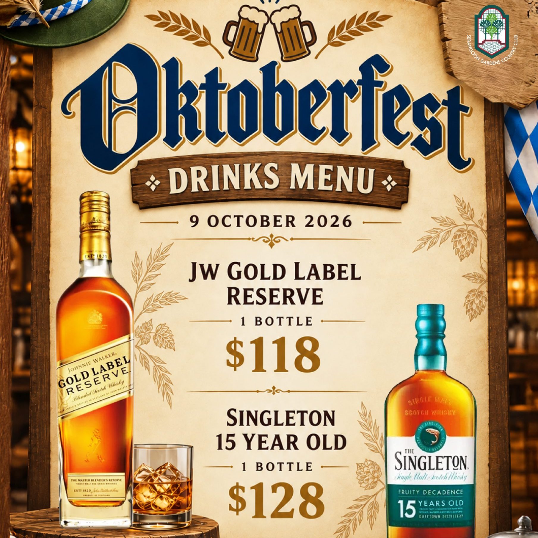 Oktoberfest Dinner Drinks Menu – 9 October 2026